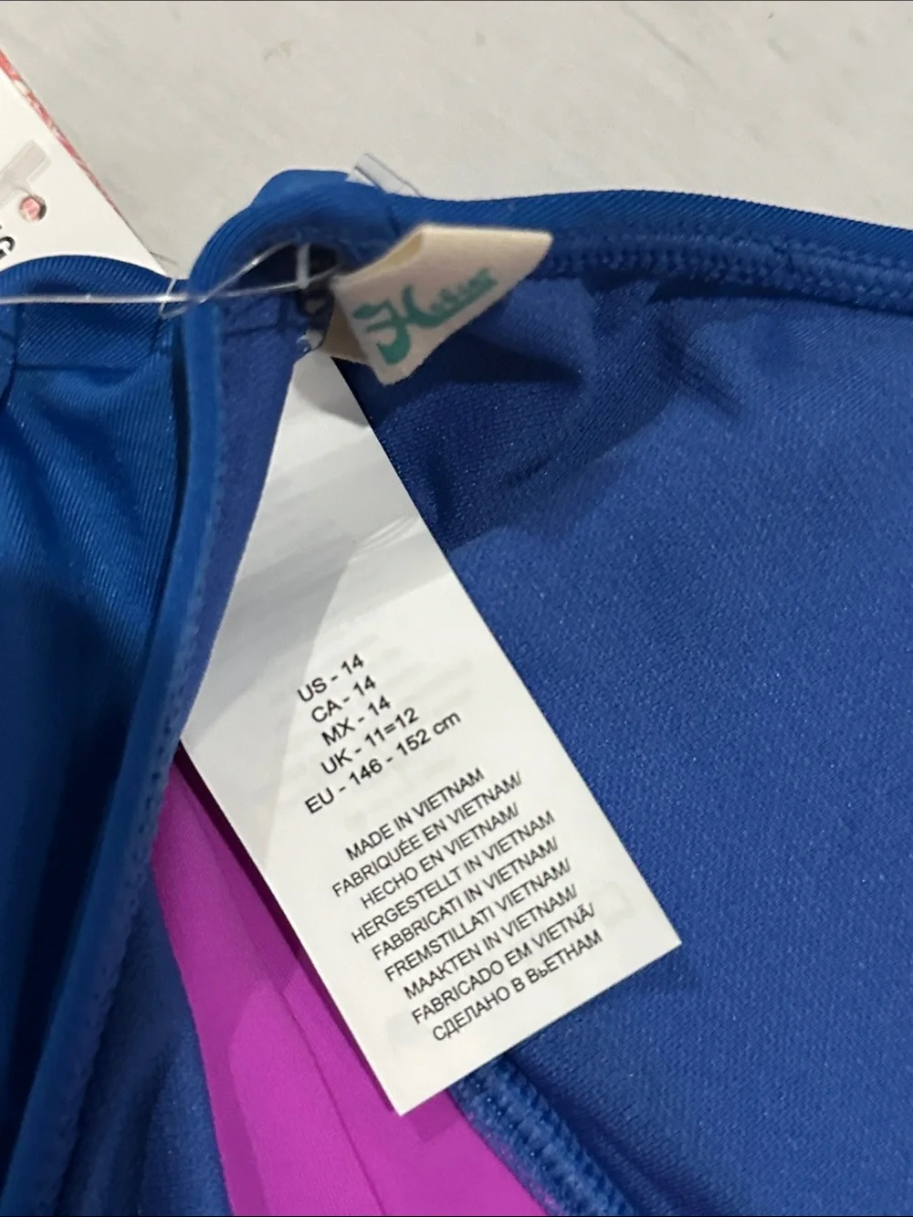 Hobie Blue High-Neck Bikini with Rainbow Strap Accents size 14 2 piece